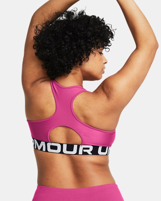 HeatGear® Armour Mid Sport-BH mit Branding für Damen, Pink, pdpMainDesktop image number 6